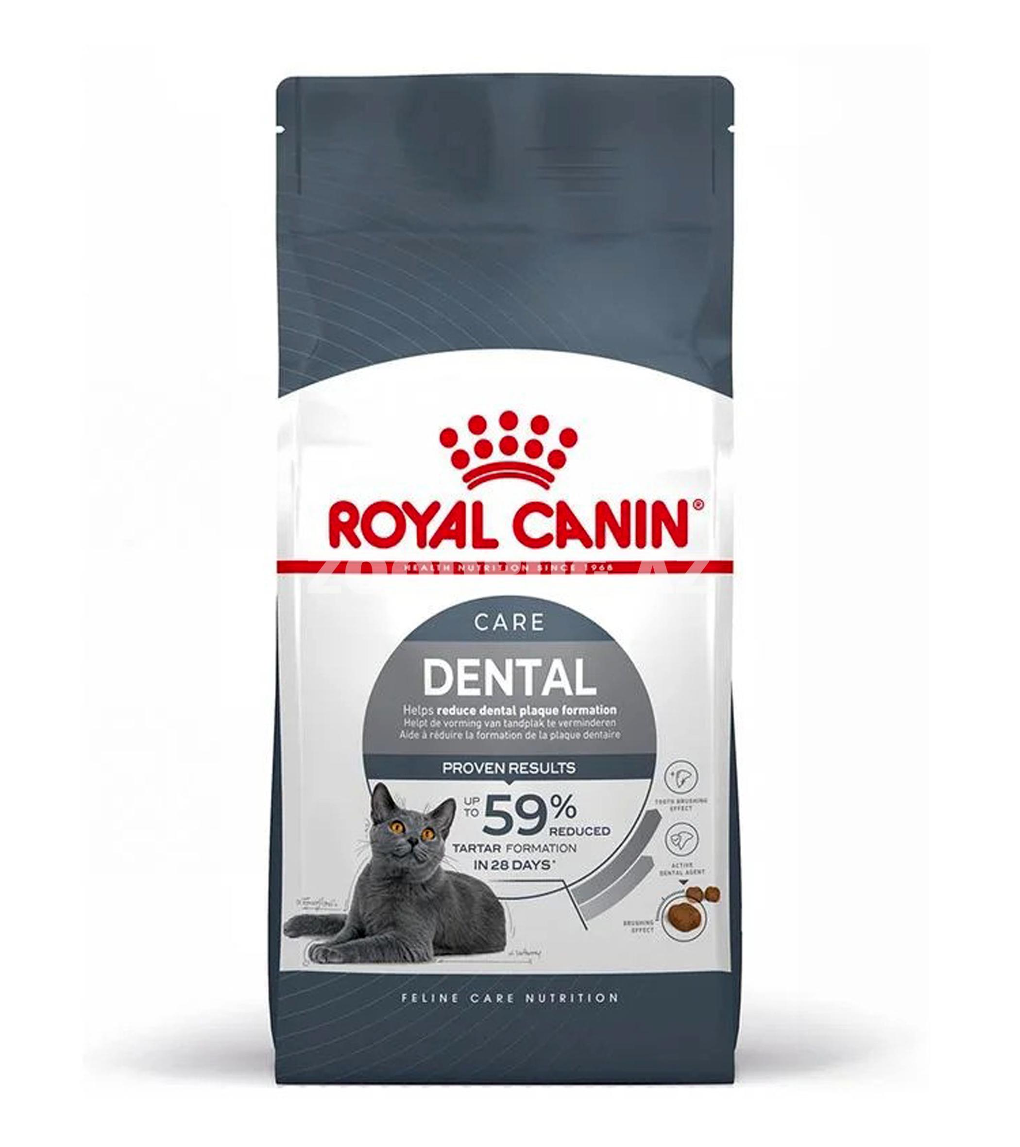 Сухой корм Royal Canin Dental Care для взрослых кошек от заболеваний зубов и десен и для их профилактики со вкусом курицы.