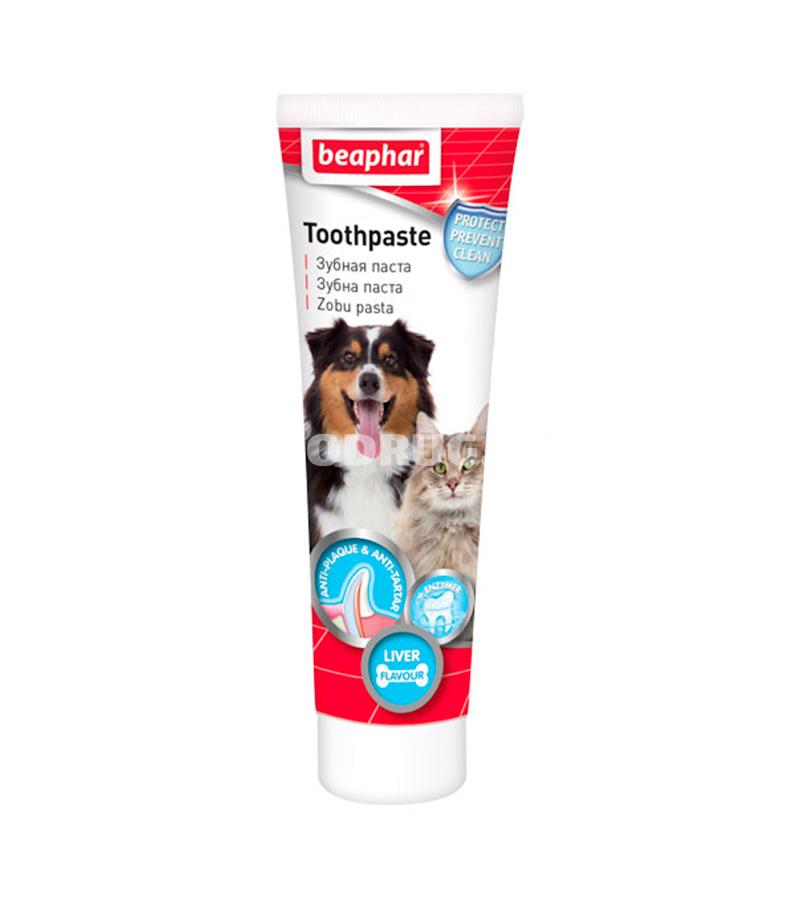 Зубная паста Beaphar Toothpaste чистит зубы и десны, препятствует заболеваниям для собак и кошек со вкусом печени 100 гр.