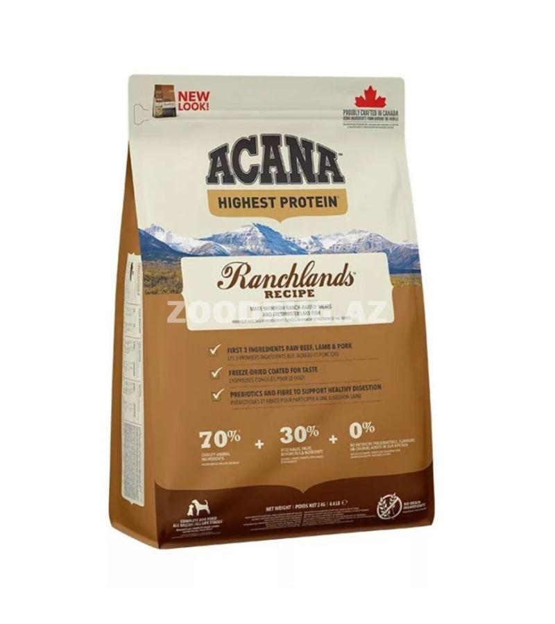 Сухой корм Acana Dog Ranchlands Recipe Higest Protein Holistic Hypoallergenic полнорационное питание со вкусом говядиной, ягнятиной и свининой для собак всех пород #543204