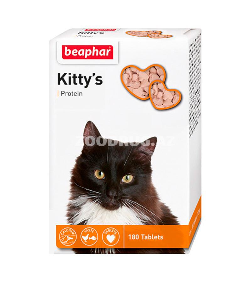 Лакомство Beaphar Kitty's Protein витаминизированное, сердечки для кошек с протеином 180 шт.