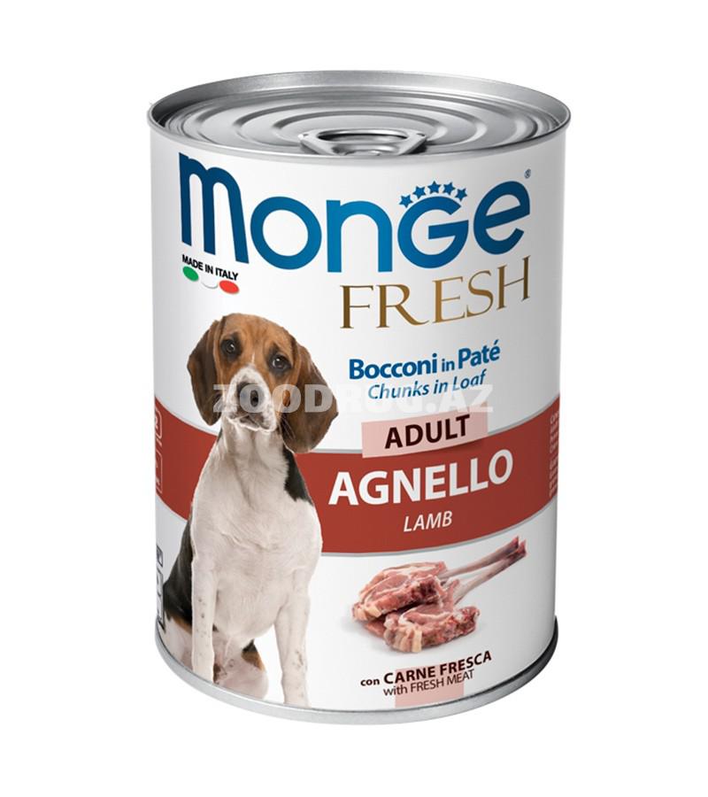 Влажный корм Monge Fresh Dog Adult Lamb in Loaf мясной паштет для взрослых собак со вкусом ягненка 400 гр.