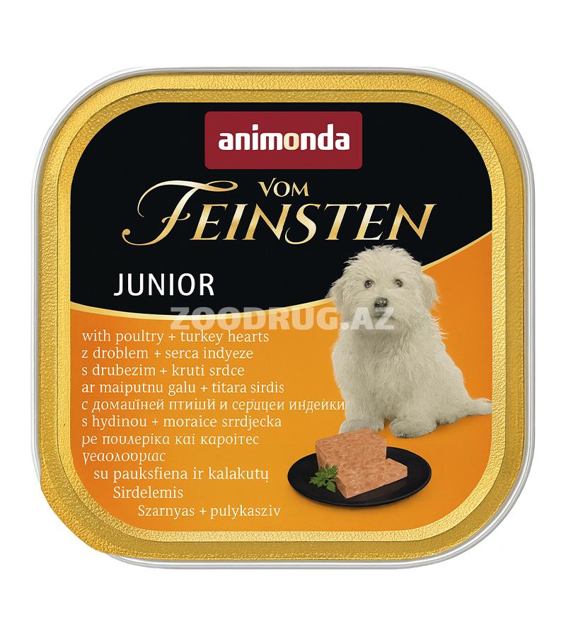 Animonda Vom Feinsten Junior konservi — ev quşu və hinduşka ürəyi ilə