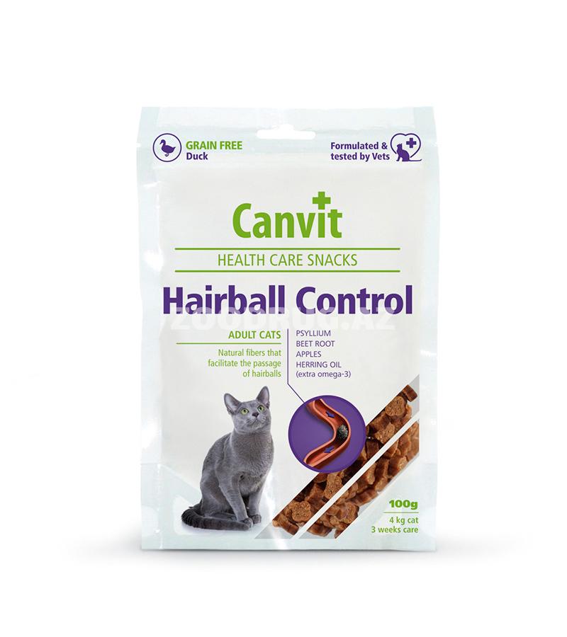 Лакомство Canvit Hairball Control Snack с уткой для выведения шерсти у котов 100 гр.