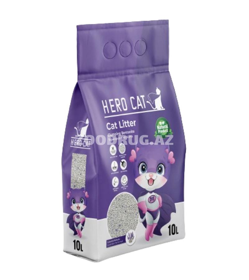 Наполнитель для кошачьего туалета Hero Cat Lavender, бентонитовый, комкующийся с запахом лаванды 10 лтр.