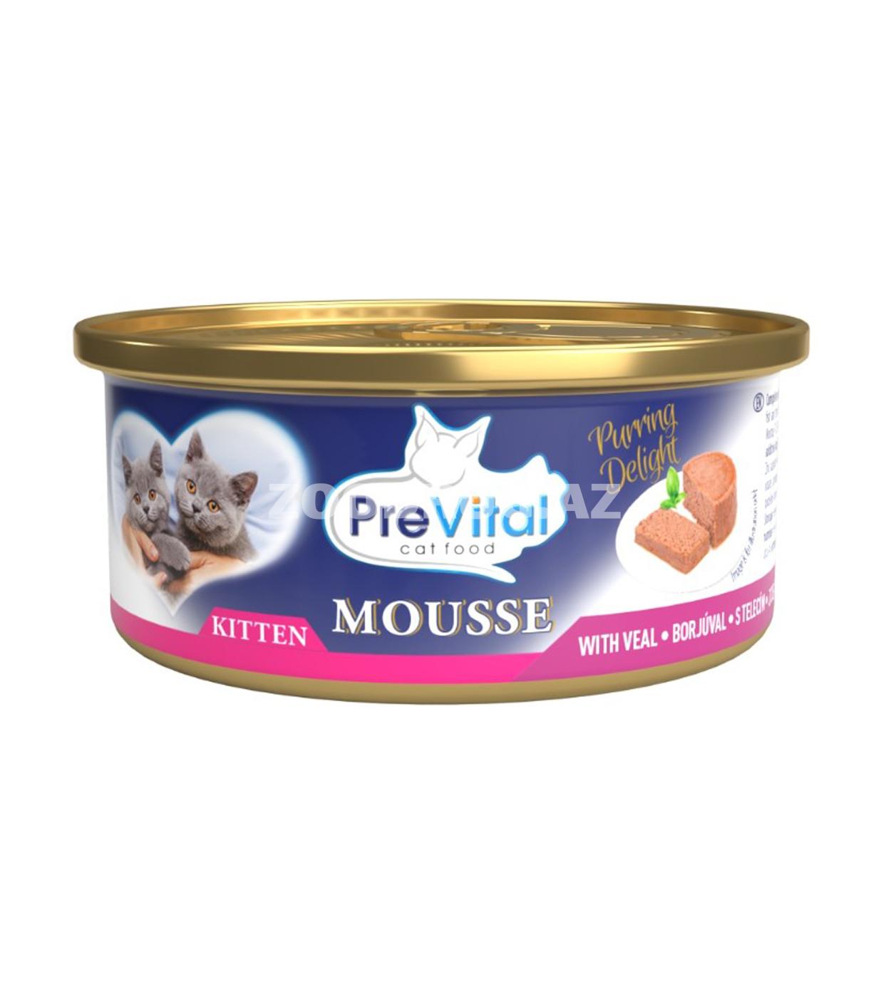 Влажный консервированный корм PreVital Kitten Mousse with Veal для котят, мусс с телятиной 85 г