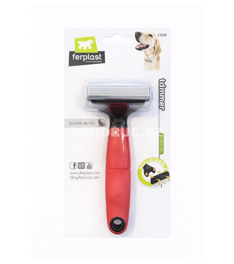 Ferplast 5960 trimmeri (alt tükün təmizlənməsi üçün) — it və pişiklərdə artıq alt tükün effektiv şəkildə çıxarılması üçün nəzərdə tutulmuş peşəkar alətdir.