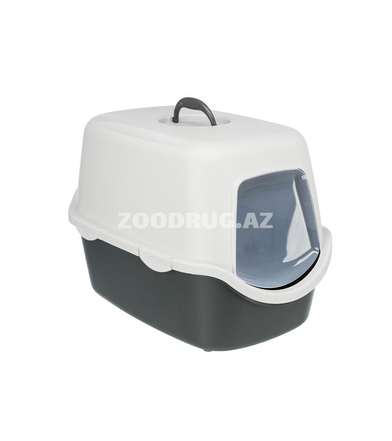 Туалет-домик для кошек Trixie Vico с крышкой и дверцей Цвет:серо-белый Размер:40×40×56 см #40275