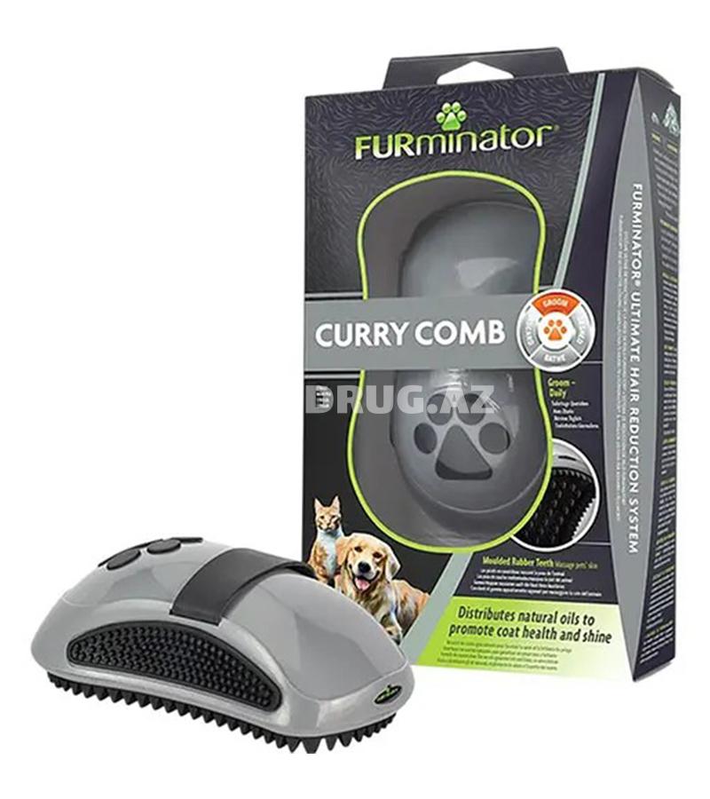 Masaj Rezin Fırçası  Furminator Curry Comb İtlər və Pişiklər üçün