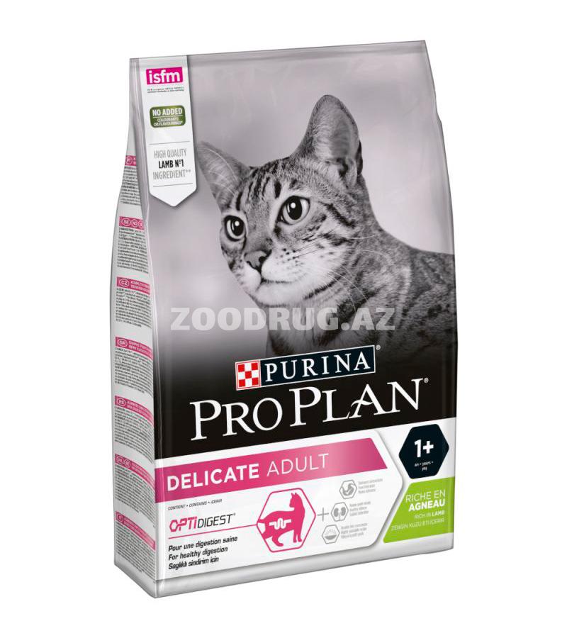 Сухой корм Purina Proplan Adult Cat Delicate Lamb для взрослых кошек с чувствительным пищеварением со вкусом ягненка.