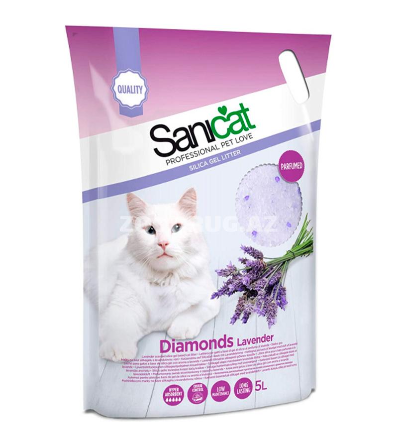 Наполнитель для кошачьего туалета Sanicat Lavander Silica Gel силикагелевый с ароматом лаванды 5 лтр.