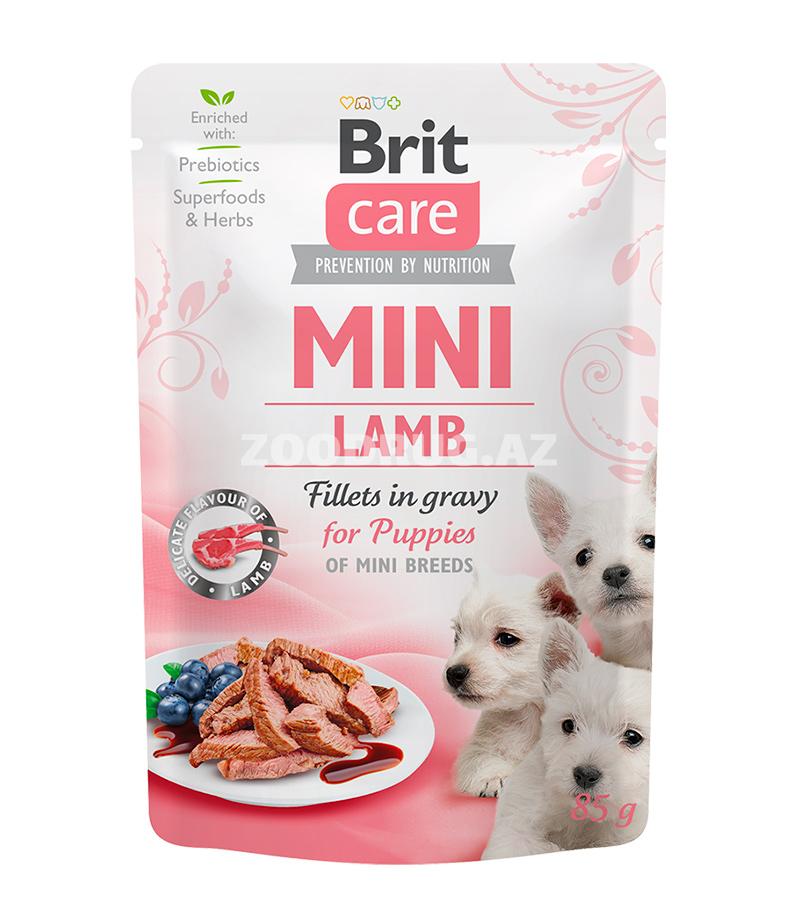 Влажный корм Brit Care Brit Care Mini with Lamb fillets in gravy for puppies мясное филе с ягненком в восхитительной подливе для привередливых для щенков миниатюрных пород 85 гр.