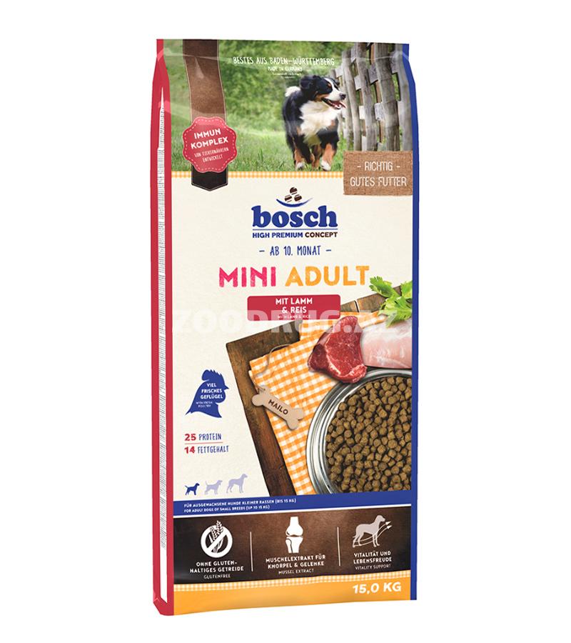 Сухой корм Bosch Mini Adult Lamb&Rice, Super Premium, для взрослых собак мелких пород с ягненком.