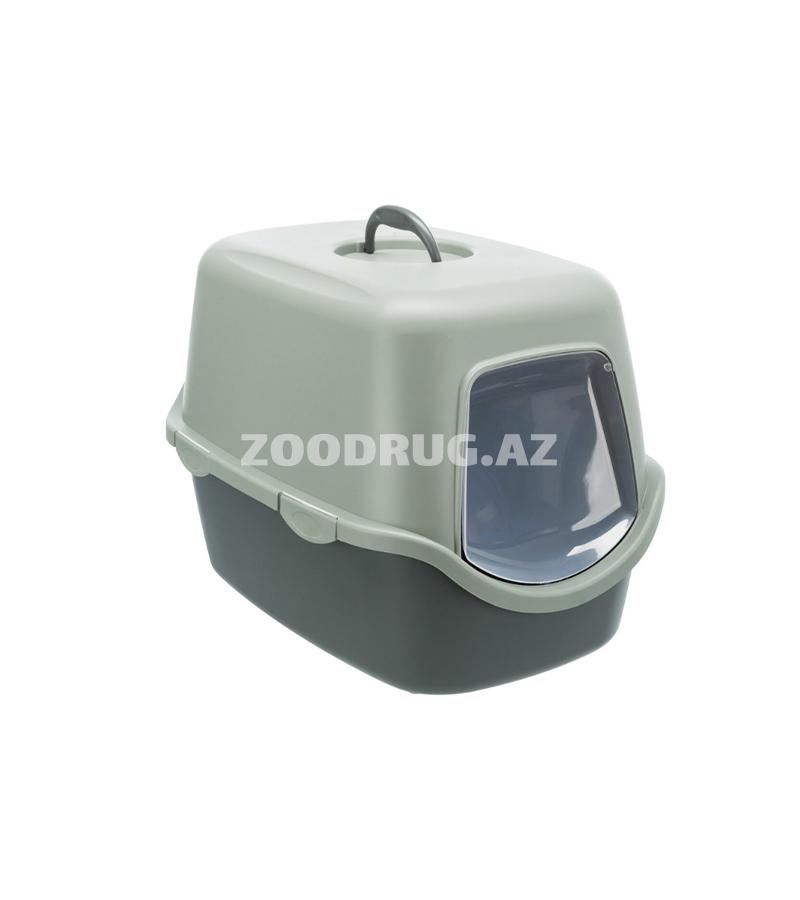 Туалет-домик для кошек Trixie Vico с дверцей Цвет:серо-зелёный Размер:40×40×56 см #40210