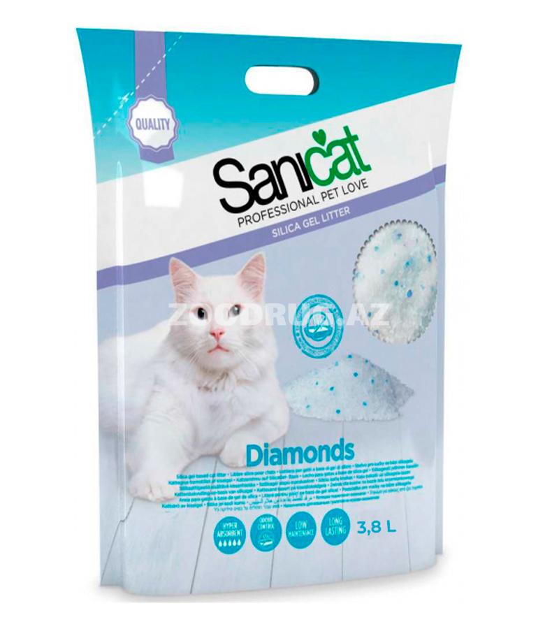Наполнитель для кошачьего туалета Sanicat Diamonds Silica Gel силикагелевый без аромата 3.8 лтр.