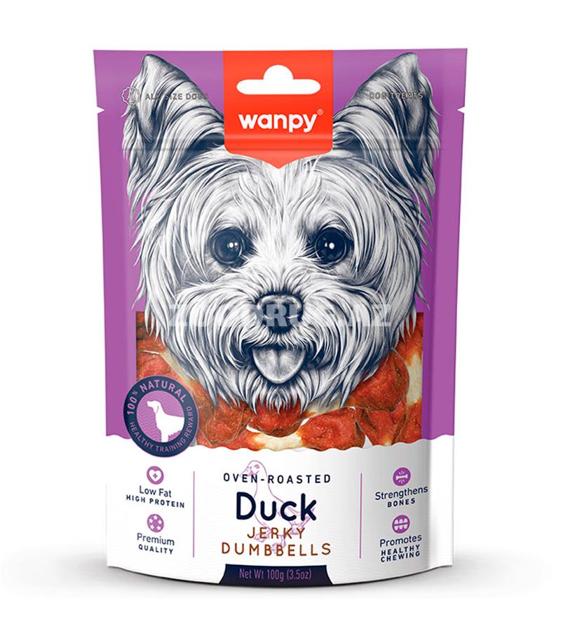 Лакомство Wanpy Duck Jerky Dumbbells кость-гантель с уткой для собак 100 гр.