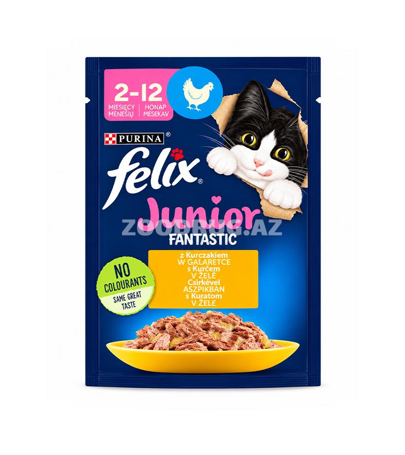 Влажный корм Felix Junior Fantastic с курицей в желе — полнорационный корм для котят