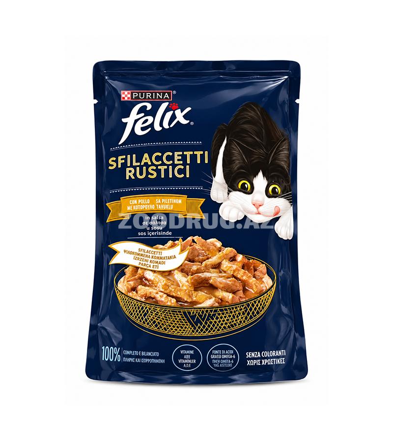 Влажный корм Felix Sfilaccetti Rustici для взрослых кошек с курицей в соусе 80 г