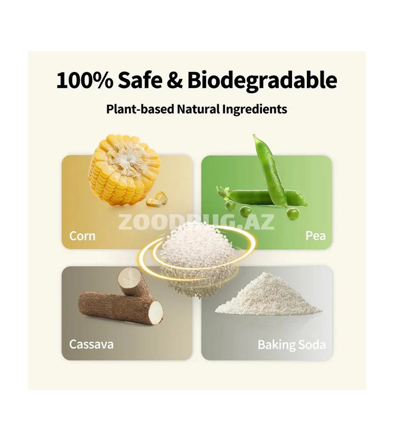 PETKIT Natural Cat Litter Tofu & Cassava-pişik tualeti üçün təbii, komoklayan premium doldurucu