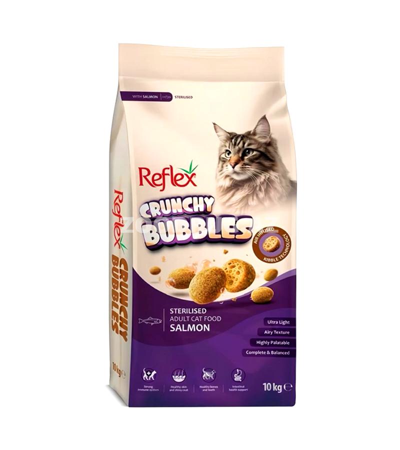 Quru yem Reflex Crunchy Bubbles Sterilised Adult Cat Food Salmon - yetkin sterilizasiya olunmuş pişiklər üçün qızılbalıq ilə quru yem, 10 kq.