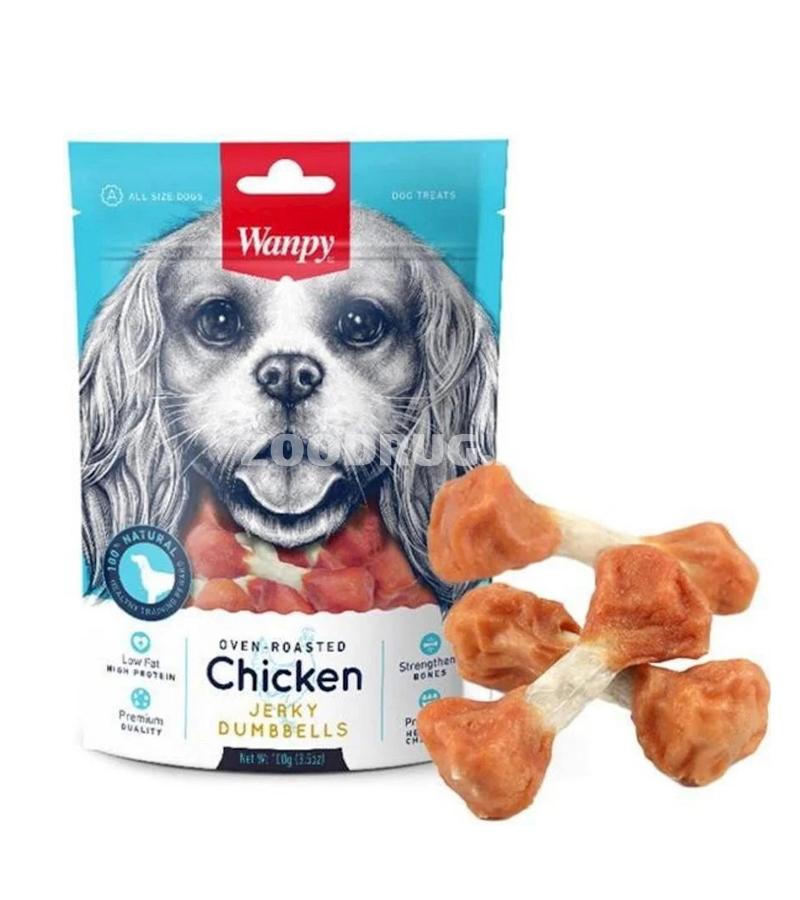 Лакомства Wanpy Chicken Jerky Dumbbells для собак из нежного куриного филе #810896 100г
