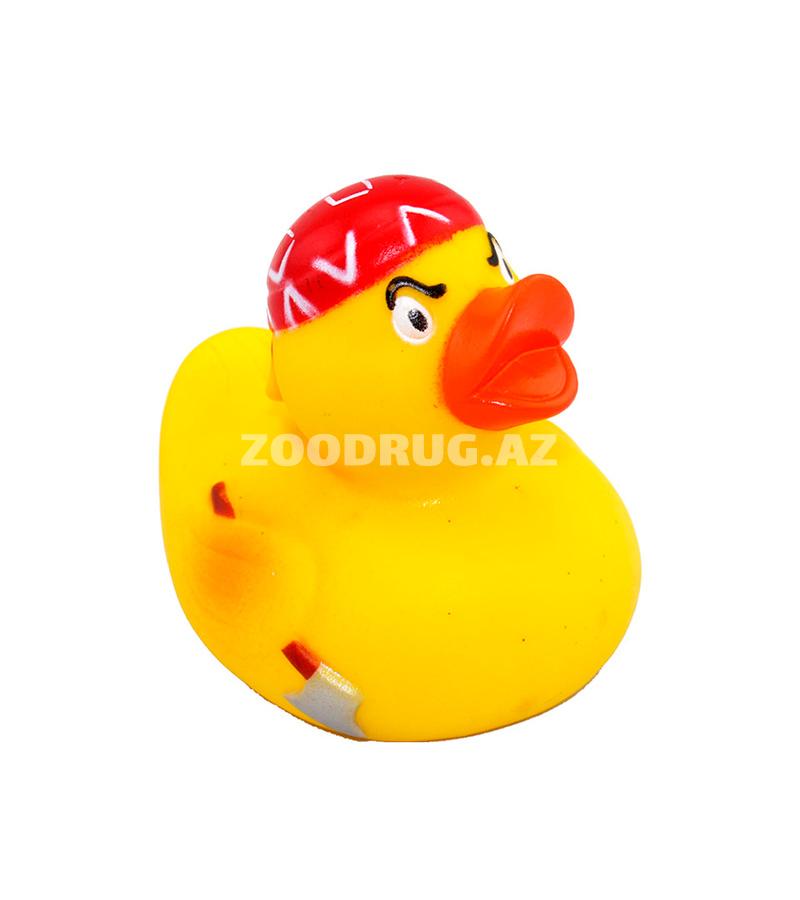 Игрушка O.L.KAR Утка с банданой с пищалкой для собак. Размер: 8х7 см.