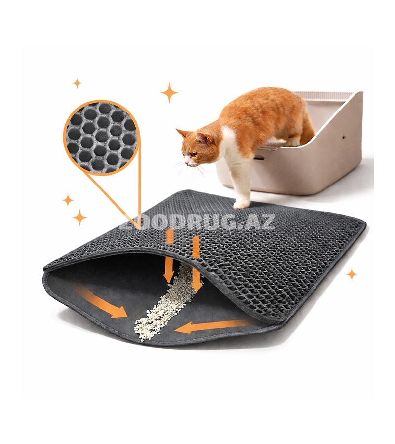 Коврик Nunbell для кошачьего туалета 58x37 см, Серый #1104