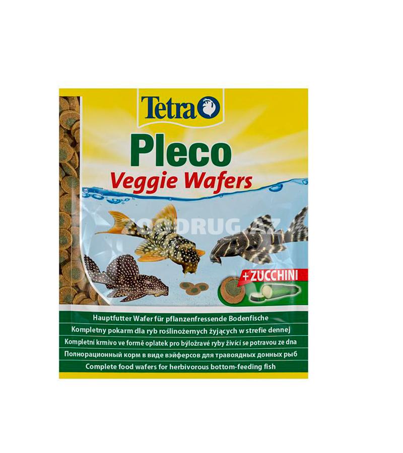 Tetra PlecoVeggie Wafers корм для рыб для растительноядных донных рыб таблетки 15 гр.