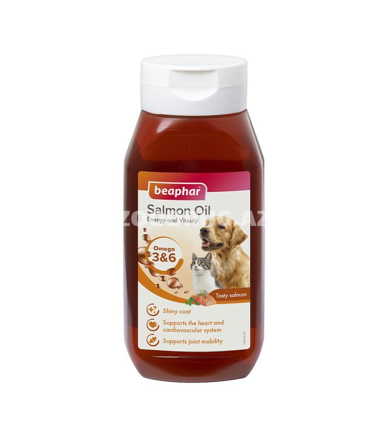 Лососевое масло Beaphar Salmon Oil с омега 3 и 6 для собак и кошек 430мл.