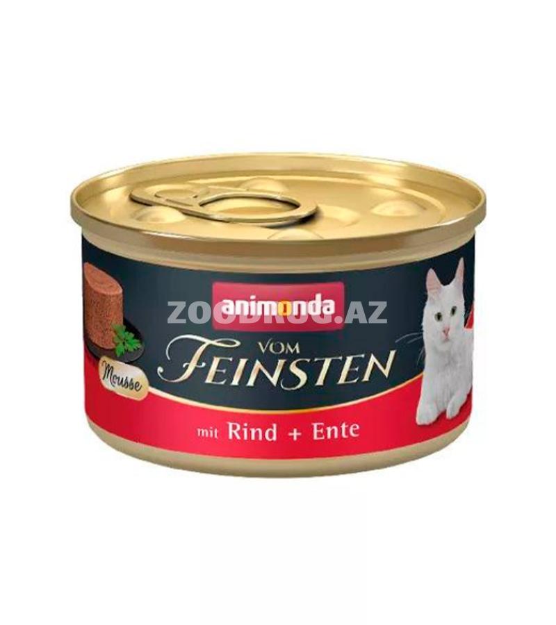 Влажный корм Vom Feinsten Adult Cat with Beef&Duck, мусс  для взрослых кошек со вкусом говядины и утки 85 гр.