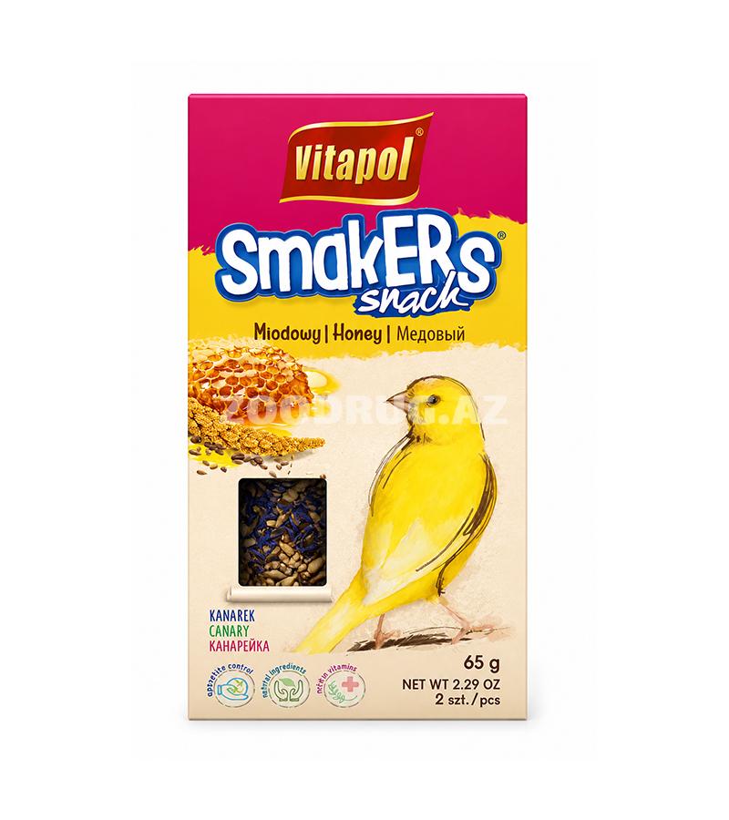 Лакомство для канареек Vitapol Smakers Honey - вкусное и полезное дополнение к ежедневному рациону вашего питомца 65г.