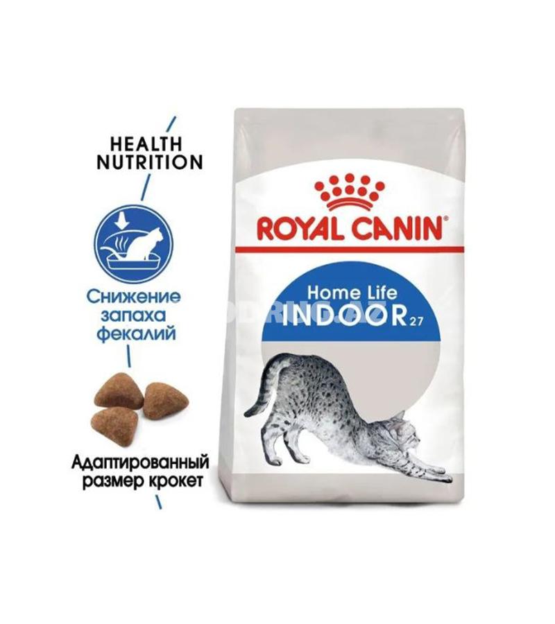 Сухой корм Royal Canin Indoor 27 для взрослых кошек, ведущих домашний образ жизни со вкусом курицы 400г.