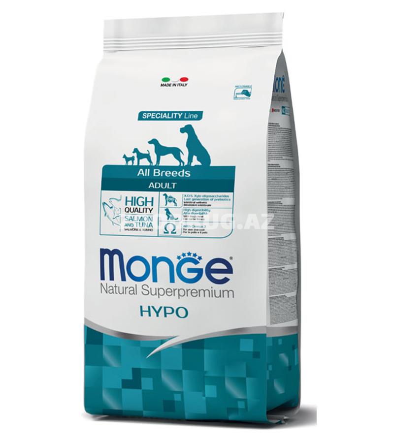 Сухой корм Monge Natural Superpremium Hypo — гипоаллергенное питание суперпремиум-класса для взрослых собак всех пород лосось и тунец