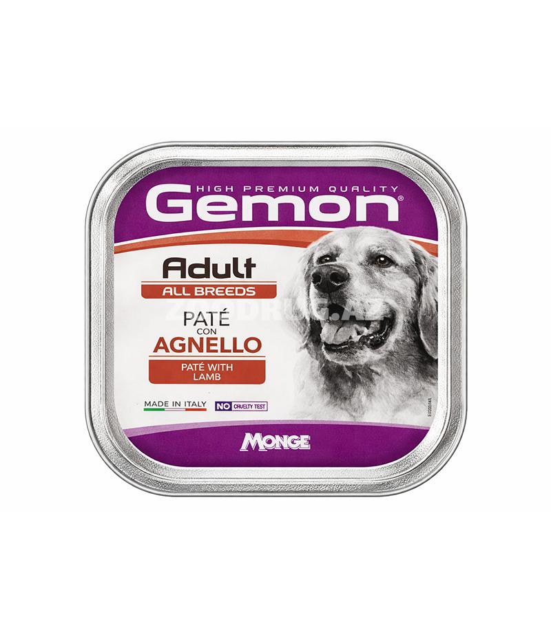Влажный корм Gemon (паштет)с ягнёнком - полнорационный сбалансированный рацион, разработанный для ежедневного кормления взрослых собак всех пород 150г #00445.