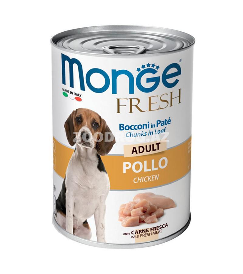 Влажный корм Monge Fresh Dog Adult Chicken in Loaf мясной паштет для взрослых собак со вкусом курицы 400 гр.