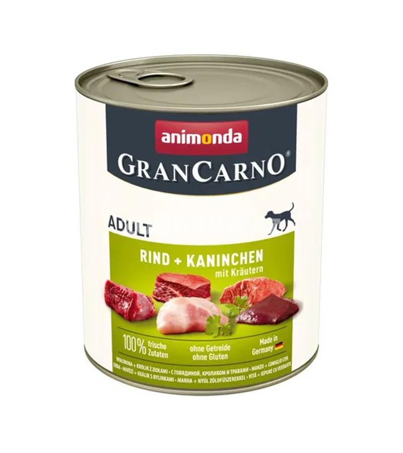 Влажный корм Animonda GranCarno Adult Rind + Kaninchen mit Kräutern - с говядиной, кроликом и травами для взрослых собак 800 г.