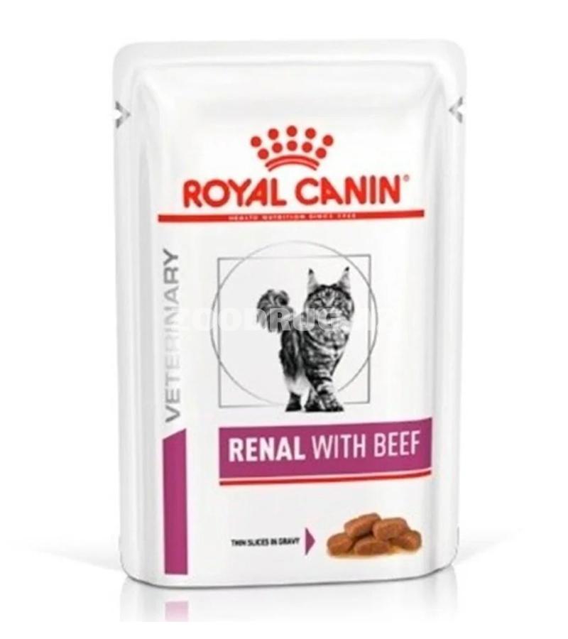 Влажный лечебный корм Royal Canin Renal with Beef для кошек при заболеваниях почек со вкусом говядины 85гр
