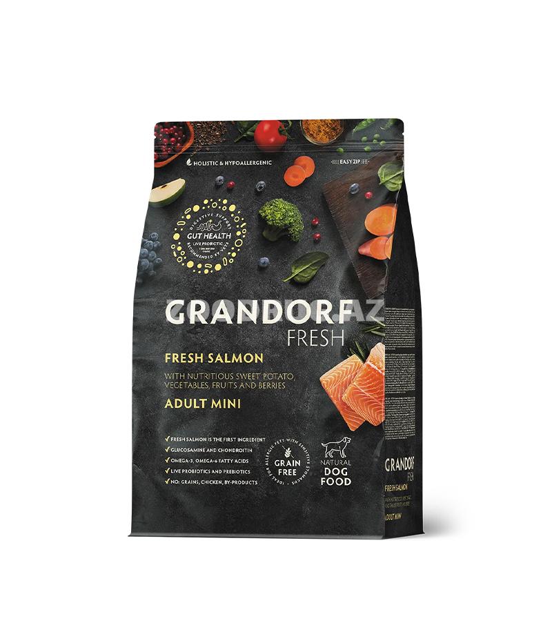 Сухой корм Grandorf Fresh Holistiс Hypoallergenic Dog Adult Mini Fresh Salmon беззерновой для взрослых собак маленьких пород, со вкусом лосося.
