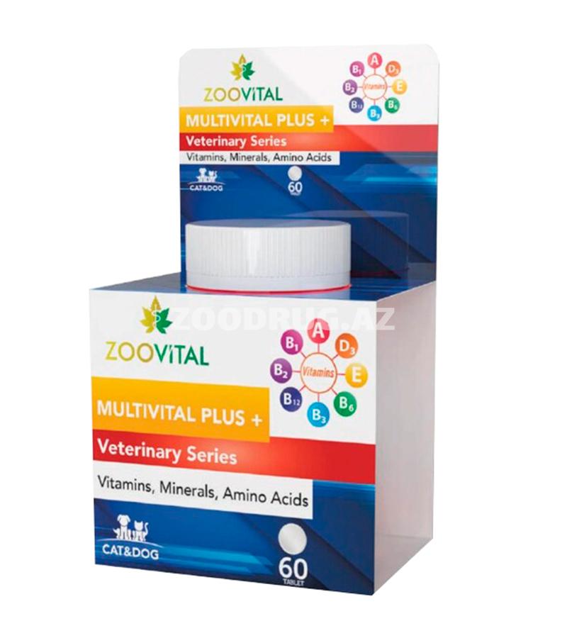 Витаминная добавка ZOOVITAL Multivital Plus Vitamins, Minerals&Amino Acids Dog&Cat витамины, минералы и аминокислоты для кошек и собак 60 табл.