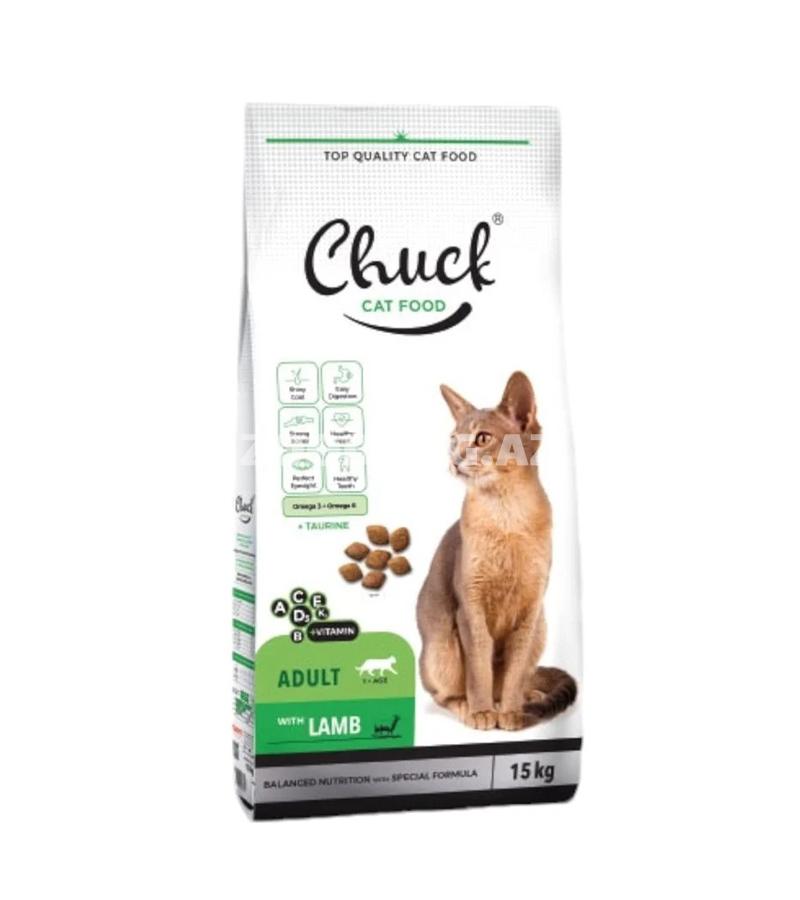 Сухой корм Chuck Cat Food Adult with Lamb для взрослых кошек со вкусом ягненка 15кг.