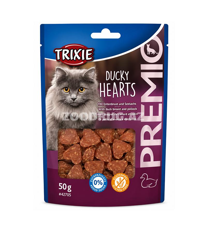 Лакомство Trixie Premio Ducky Hearts - аппетитные мясные сердечки для кошек с уткой и минтаем 50gr #42705.
