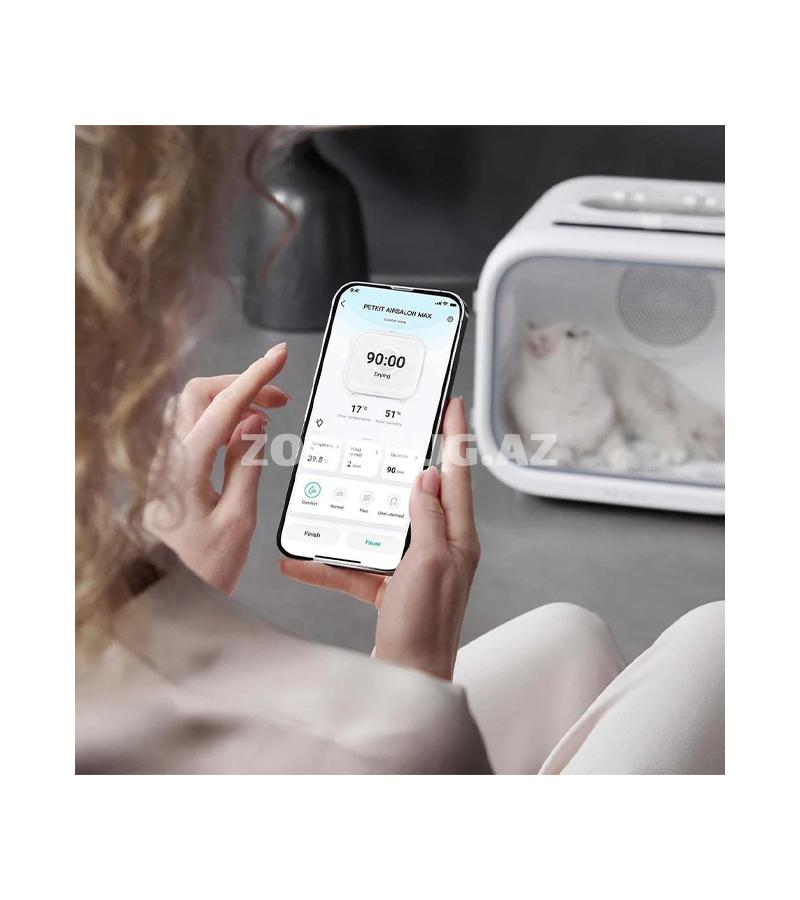 Профессиональная сушильная камера PETKIT Airsalon Pro 60L для кошек и мелких собак, созданная для безопасной и быстрой сушки шерсти после купания.