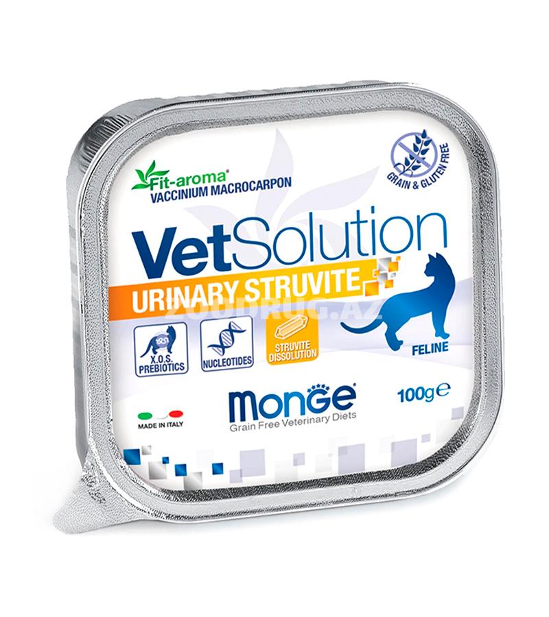 Влажный диетический корм Monge Vetsolution Urinary Struvite Adult Cat  для взрослых кошек для растворения струвитных камней и  для лечения урологического синдрома при помощи питания 100 гр. 