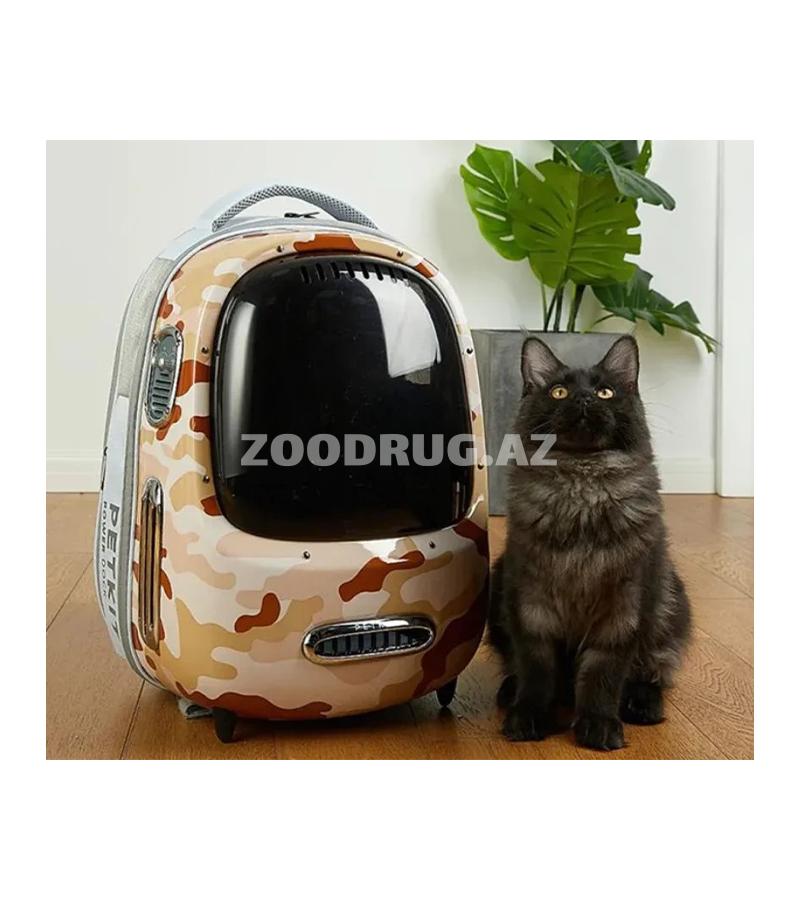Рюкзак-переноска PETKIT Power Backpack в камуфляжном дизайне предназначен для комфортной и безопасной транспортировки кошек и небольших собак.