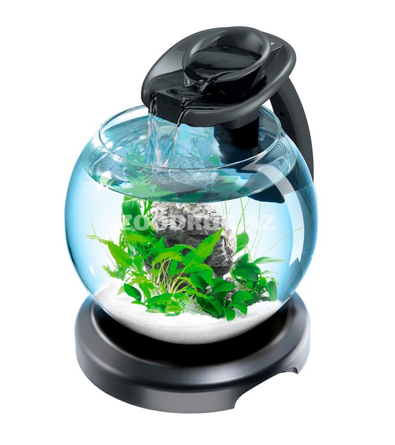 Аквариум Tetra Cascade Globe Duo Waterfall круглый с LED светильником 6,8 литра черный.