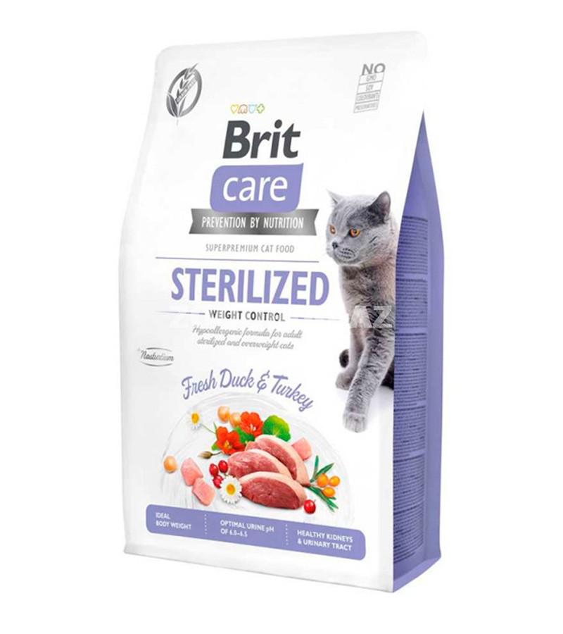 Сухой корм Brit Care Cat Sterilised Hypoallergenic Super Premium гипоаллергенный для кастрированных котов и стерилизованных кошек со вкусом утки и индейки.