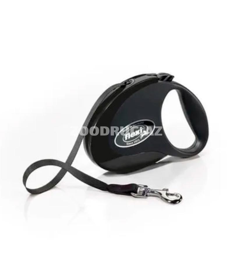 Поводок-рулетка Flexi Black Style tape. Размер S. Цвет: Черный. Длинна: 3 метра. До 12 кг.