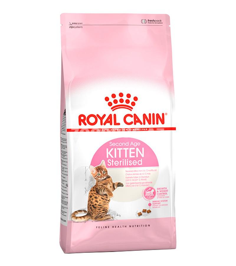 Сухой корм Royal Canin Kitten Sterilised для кастрированных и стерилизованных котят со вкусом курицы.