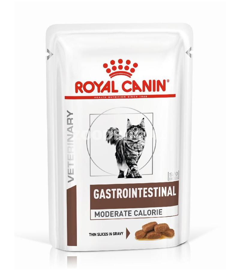 Влажный корм Royal Canin Gastrointestinal Moderate Calorie - диетический полнорационный корм для кошек , разработанный для поддержки пищеварительной системы 85гр.