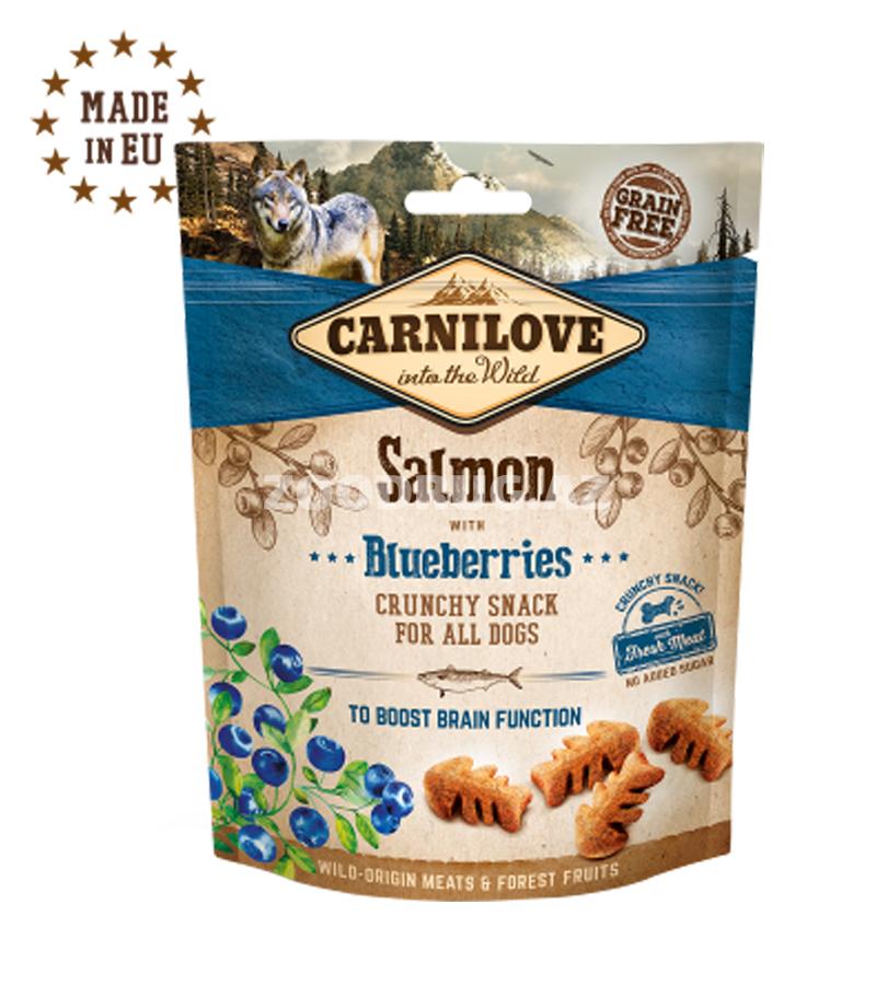 Лакомство для собак Carnilove Dog Crunchy Salmon with Blueberries Вкусное лакомство с лососем для собак всех пород 200 гр.