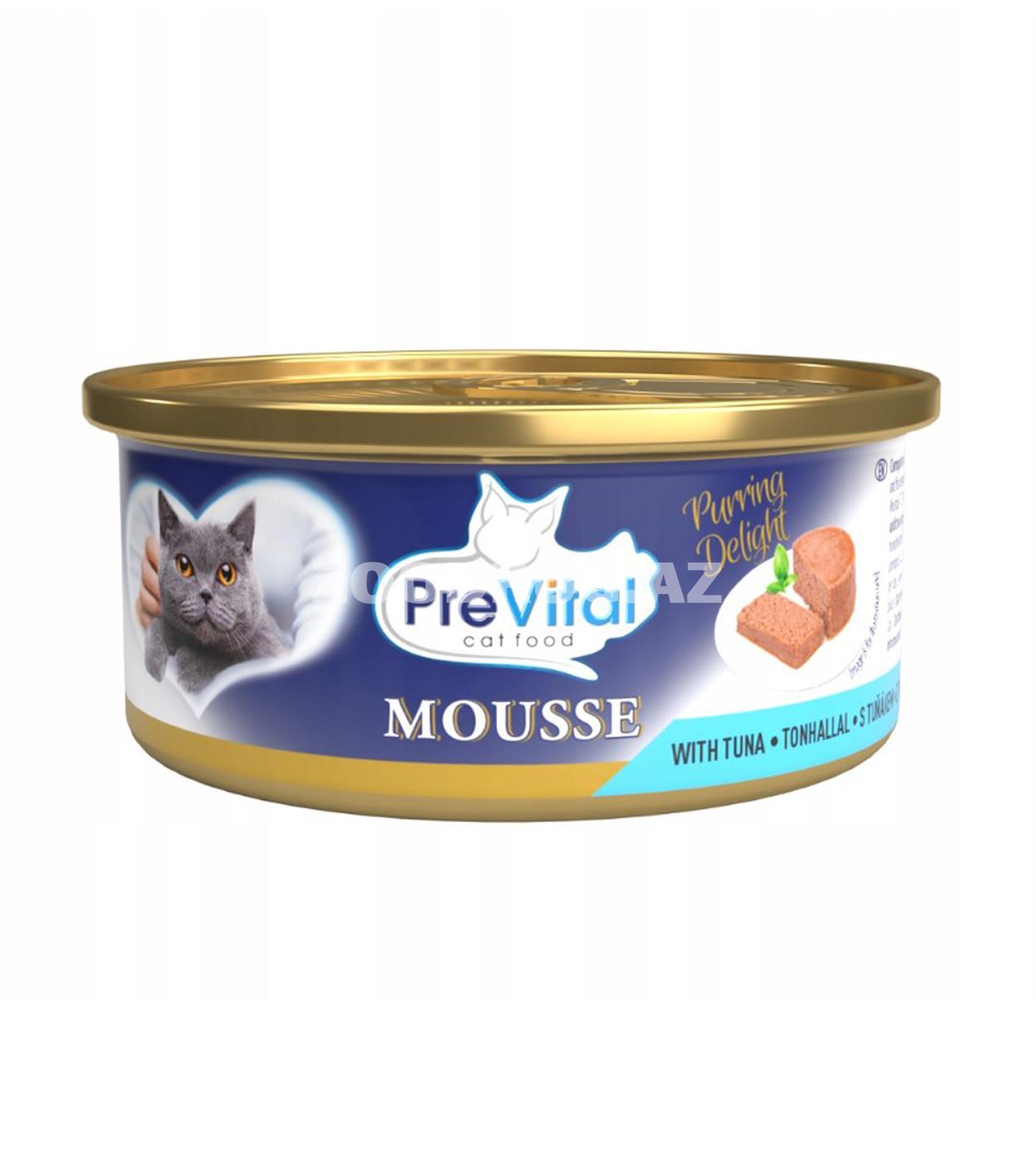 PreVital Tuna ilə Mousse Qurudulmuş konservləşdirilmiş nəm yem, pişiklərdə Tuna Mousse 85 q.